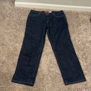 Carhartt Women's Flannel Lined Jeans Straight Leg Loose Fit Dark Wash 18X32